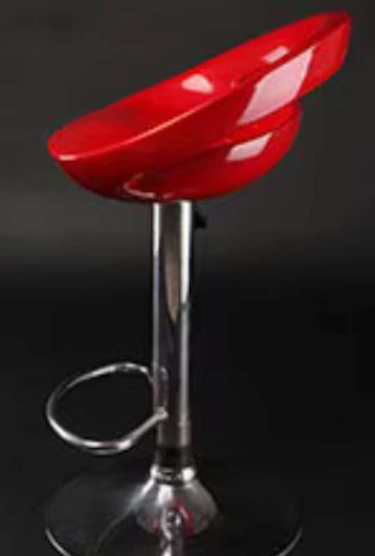 EggShell Single Barstool Glossy Swivel Stools with Chrome Base - Cherry Red