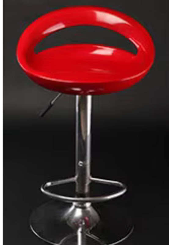 EggShell Single Barstool Glossy Swivel Stools with Chrome Base - Cherry Red