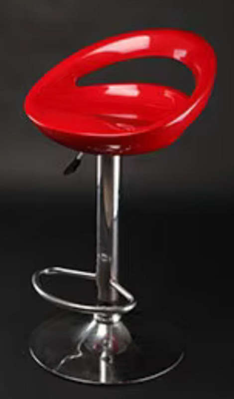 EggShell Single Barstool Glossy Swivel Stools with Chrome Base - Cherry Red