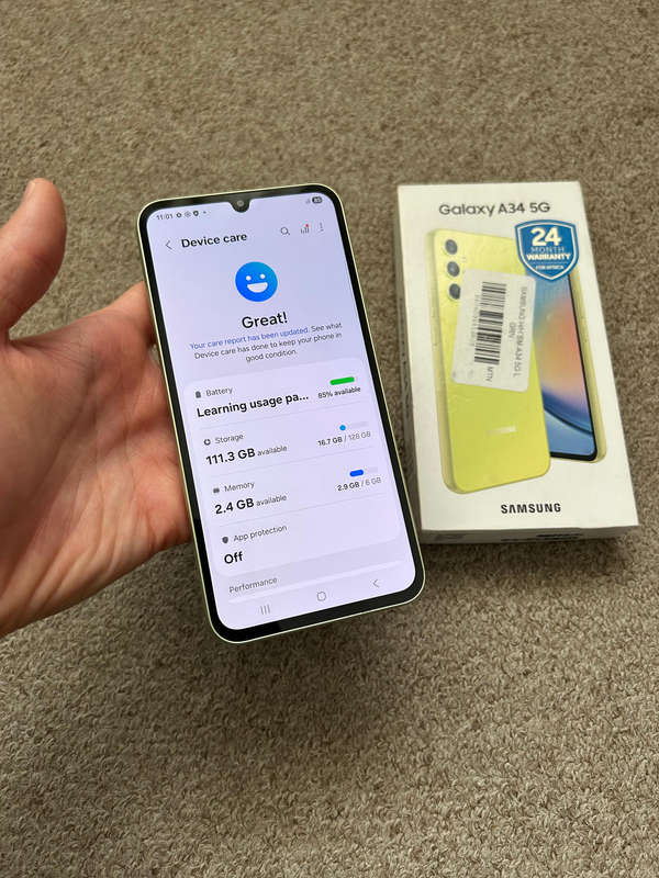 Samsung A34 5G Dual SIM 128gb 6gb ram Good condition with box and cover