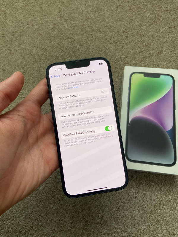 iPhone 14 128gb 6gb ram dual sim good condition with box