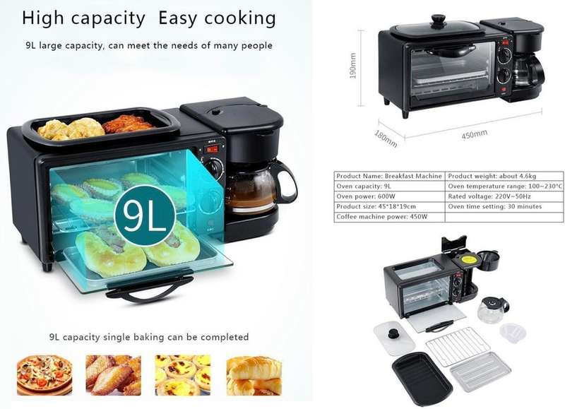 3in1 Coffee Maker, Frying Pan and Mini Oven