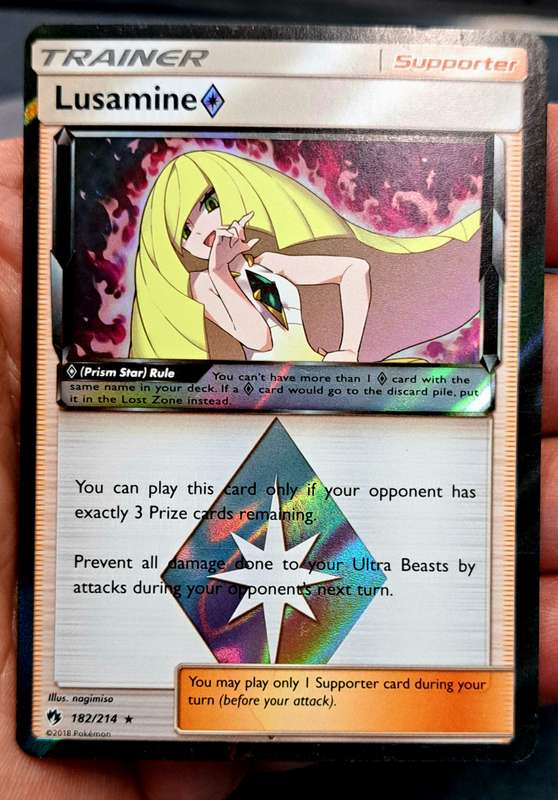 Pokemon Trading Cards -  Lusamine Prism Star - 182/214 - Holo Rare - Lost Thunder - NM