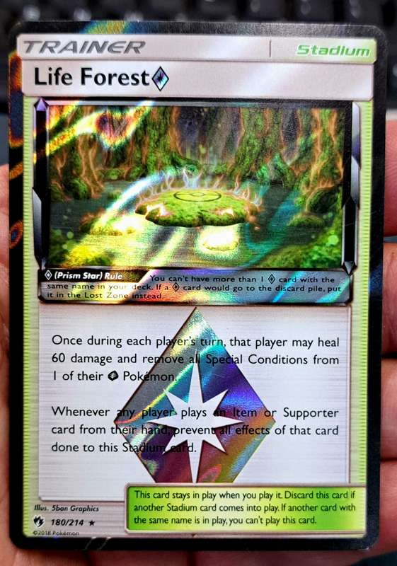Pokemon Trading Cards - Life Forest Prism Star - 180/214 - Holo Rare - Lost Thunder - NM