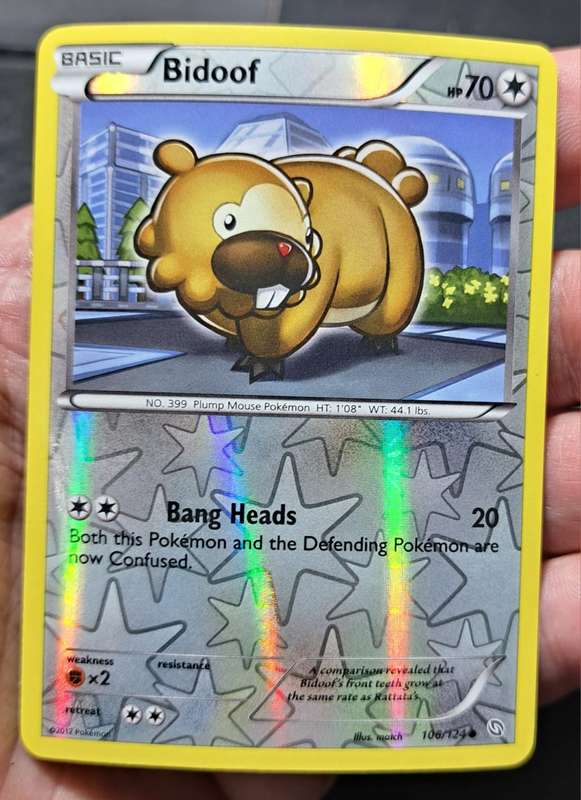 Pokemon Trading Cards - Bidoof - 106/124 - Reverse Holo - 2012  Dragons Exalted - (NM)