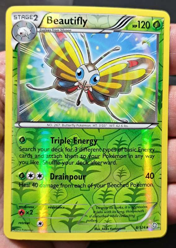 Pokemon Trading Cards - Beautifly - 8/124 - Rare Reverse Holo - Dragons Exalted - NM