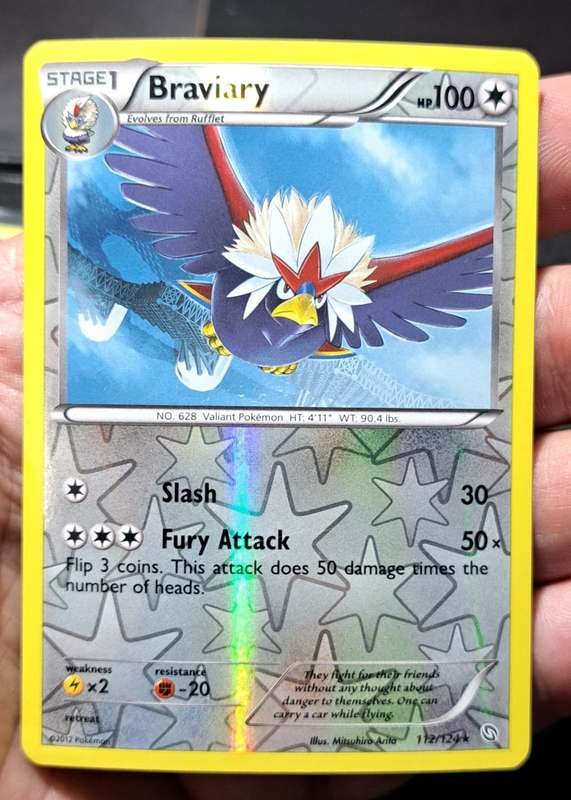 Pokemon Trading Cards - Braviary - 112/124 - Rare Reverse Holo - Dragons Exalted - NM