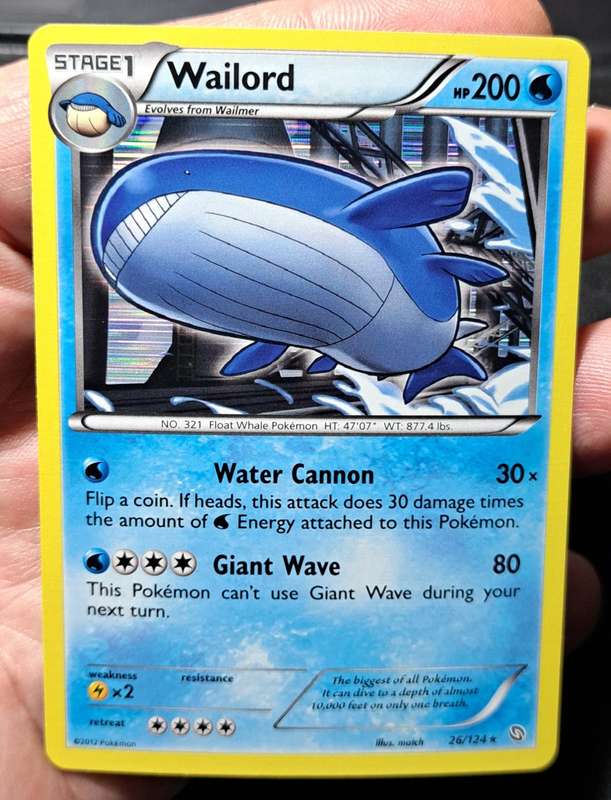Pokemon Trading Cards - Wailord - 26/124 - Holo Rare - Dragons Exalted - NM