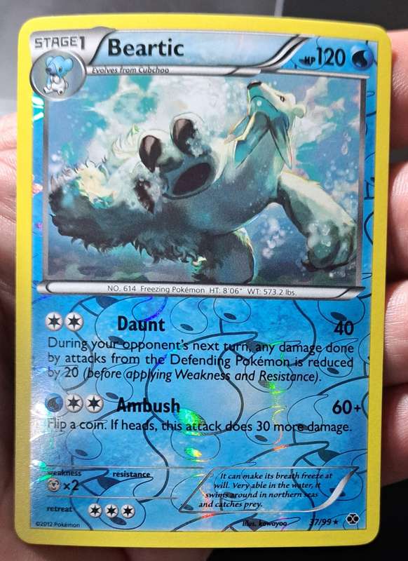 Pokemon Trading Cards - Beartic - 37/99 - Rare Reverse Holo - Next Destinies - NM