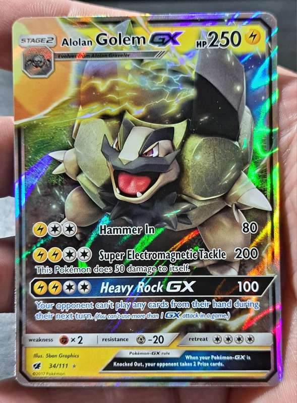 Pokemon Trading Cards - Alolan Golem GX - 34/111 - Ultra Rare - Crimson Invasion - NM