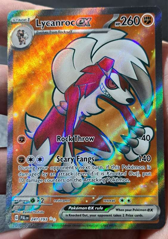 Pokemon Trading Cards - Lycanroc ex - 241/193 - Full Art Secret Rare - Paldea Evolved - NM