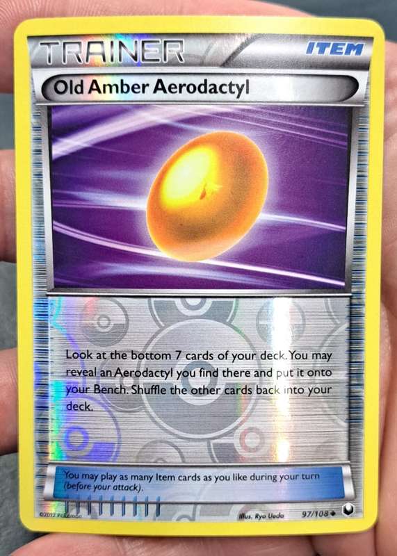 Pokemon Trading Cards -  Old Amber Aerodactyl - 97/108 - Reverse Holo - Dark Explorers - NM