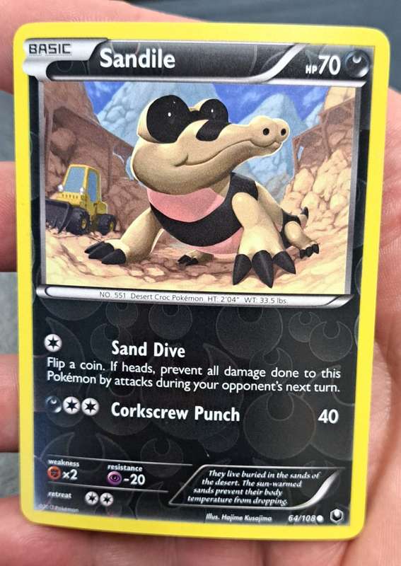 Pokemon Trading Cards -  Sandile - 64/108 - Reverse Holo - Dark Explorers - NM