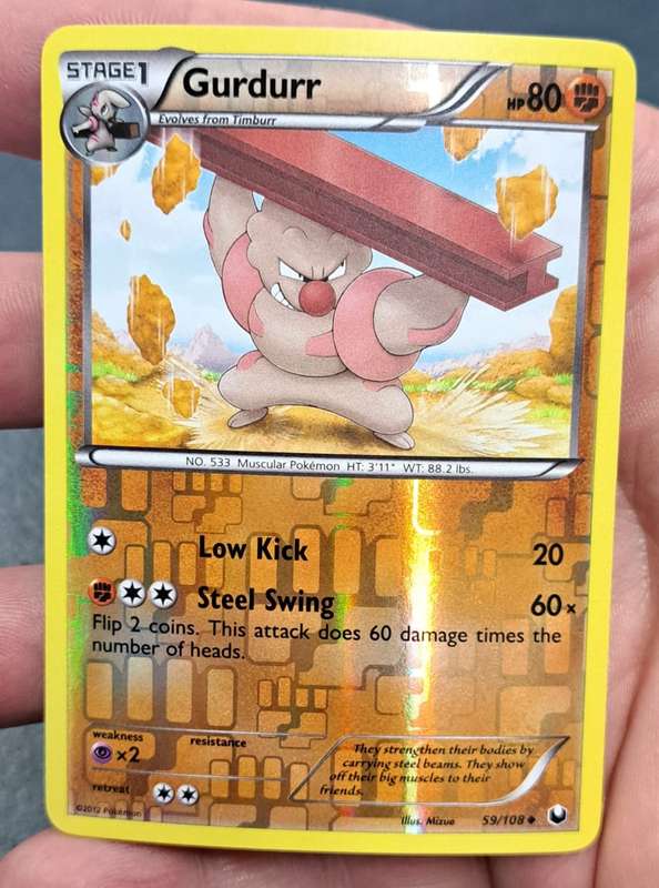 Pokemon Trading Cards - Gurdurr - 59/108 - Reverse Holo - Dark Explorers - NM