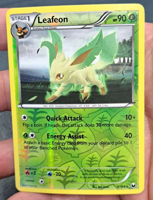 Pokemon Trading Cards - Leafeon - 6/108 - Rare Reverse Holo - Dark Explorers - NM