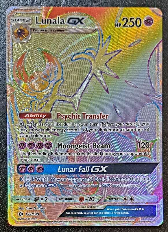 Pokemon Trading Cards - TCG - Lunala GX - 153/149 - Hyper Rare Sun & Moon (Base Set) Singles - NM