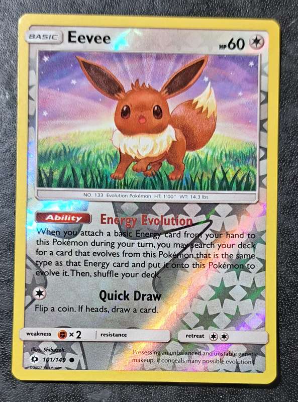 Pokemon Trading Cards - TCG - Eevee - 101/149 - Reverse Holo Sun & Moon (Base Set) Singles - NM