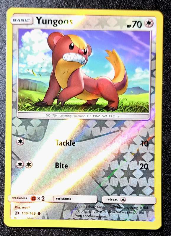Pokemon Trading Cards - TCG - Yungoos - 109/149 - Reverse Holo Sun & Moon (Base Set) Singles - NM
