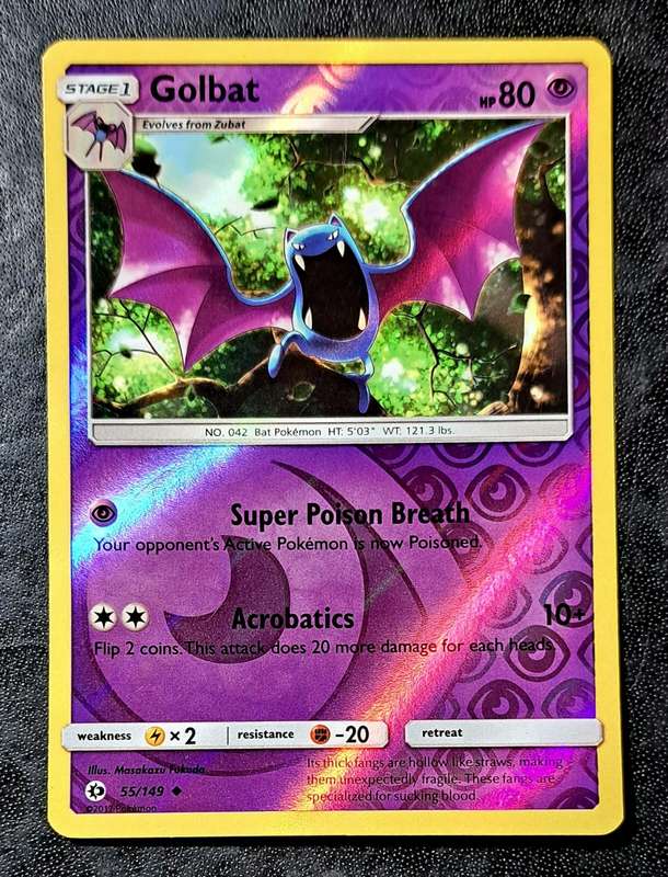 Pokemon Trading Cards - TCG - Golbat - 55/149 - Reverse Holo - Sun & Moon (Base Set) Singles - NM