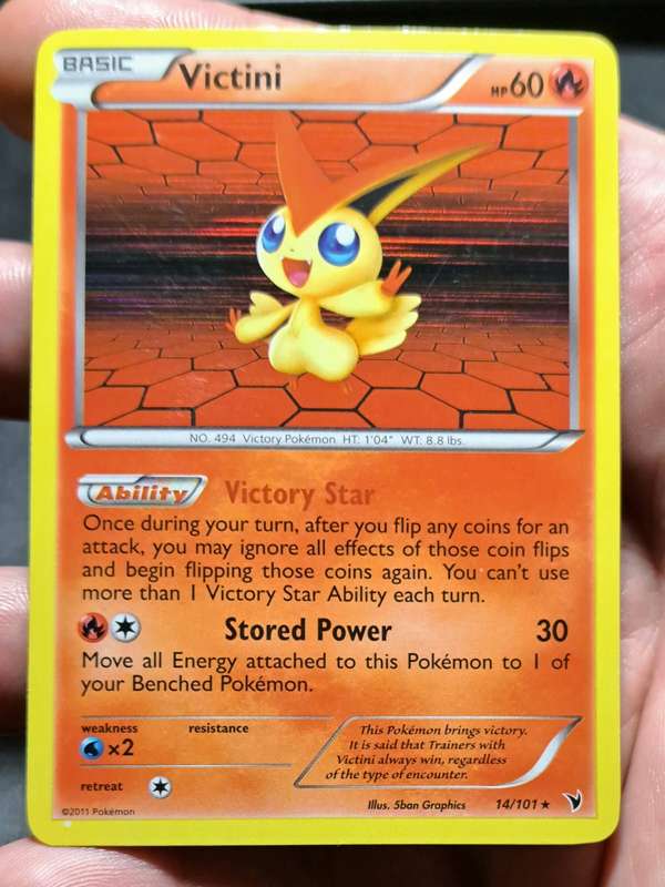 Pokemon Trading Cards - Victini - 14/101 - Rare Holo - Noble Victories - VLP