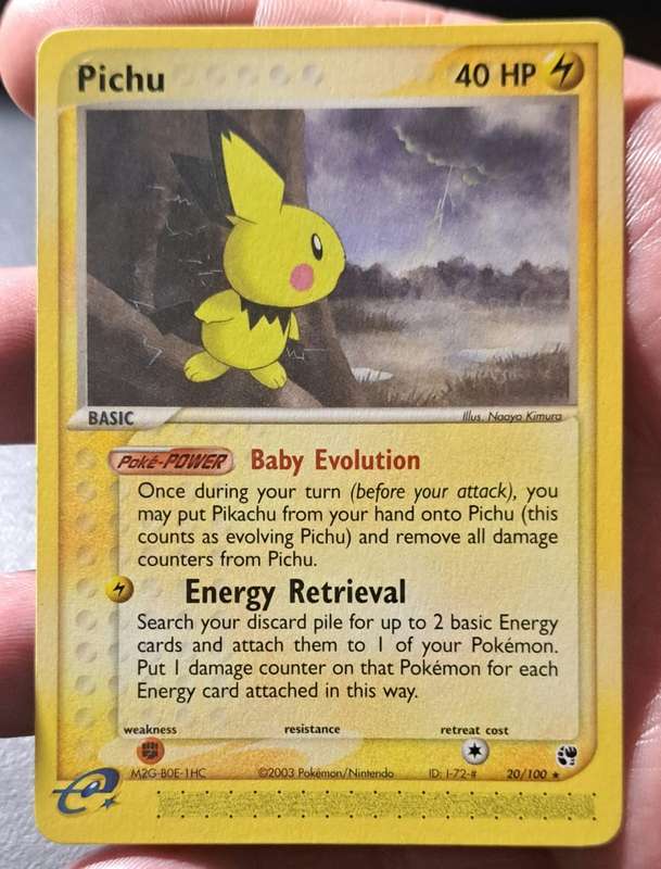 Pokemon Trading Cards - Pichu - 20/100 - Rare Ex Sandstorm Singles - NM