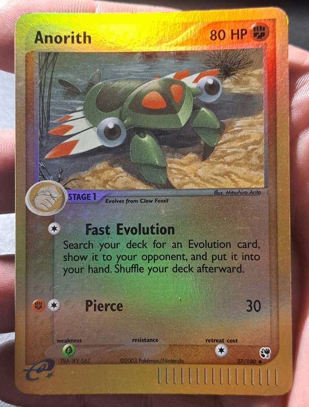 Pokemon Trading Cards - Anorith - 27/100 - Uncommon Reverse Holo Ex Sandstorm - NM