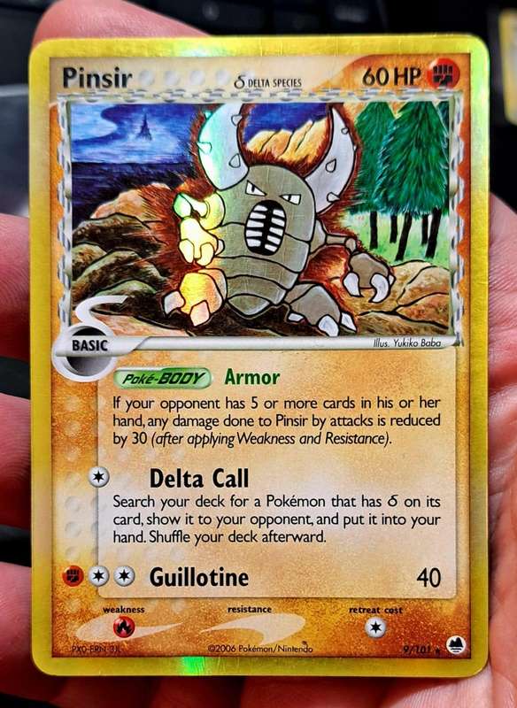 Pokemon Cards -  Pinsir (Delta Species) - 9/101 - Holo Rare Ex Dragon Frontiers - MOD/DMG Wrinkle