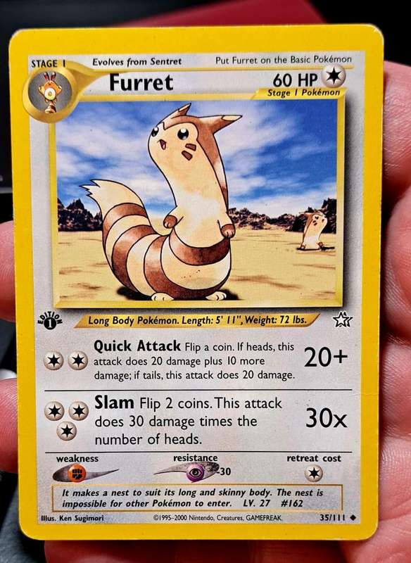 Pokemon Trading Cards - Furret - 35/111 -  1st Edition Neo Genesis 1st Edition Singles - LP/MOD