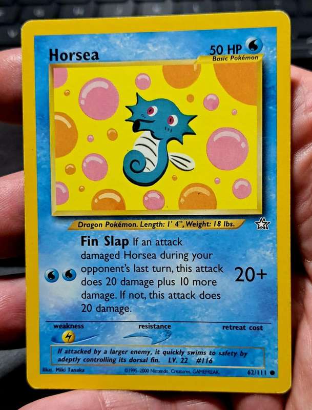 Pokemon Trading Cards - Horsea - 62/111 - Common Unlimited Neo Genesis Unlimited - LP/MOD
