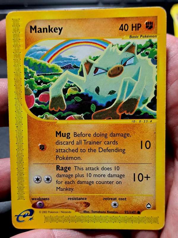 Pokemon Trading Cards - Mankey - 92/147 - Common Aquapolis Singles - LP