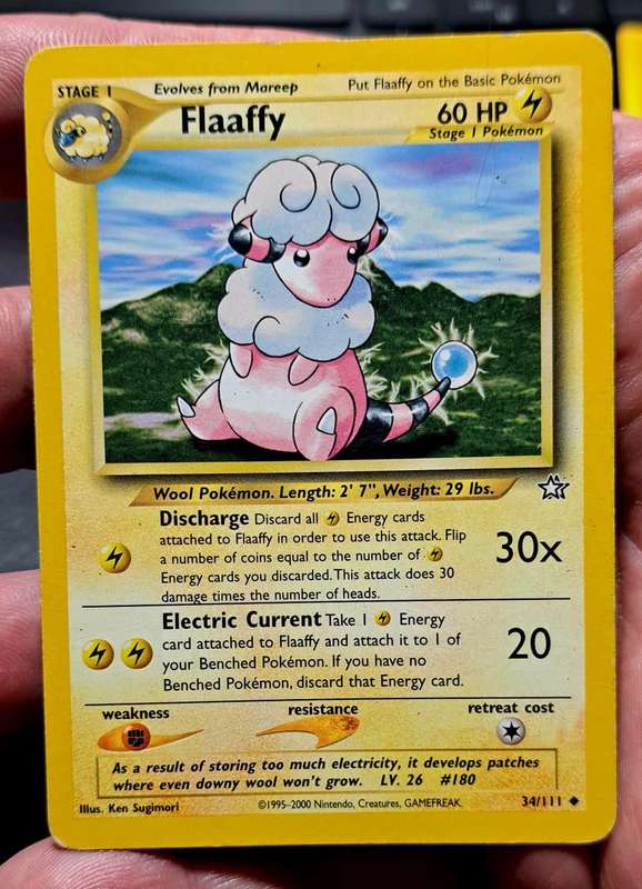 Pokemon Trading Cards - Flaaffy - 34/111 - Uncommon Unlimited Neo Genesis Unlimited - MOD/HP