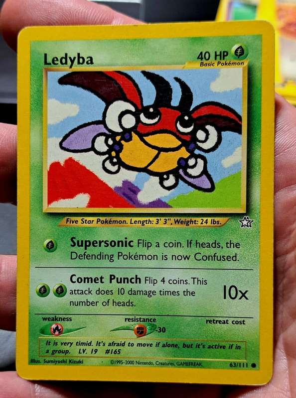 Pokemon Trading Cards - Ledyba - 63/111 - Common Unlimited Neo Genesis Unlimited - LP