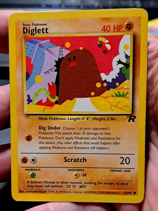 Pokemon Trading Cards - Diglett - 52/82 - Common Unlimited Team Rocket Unlimited Singles -LP