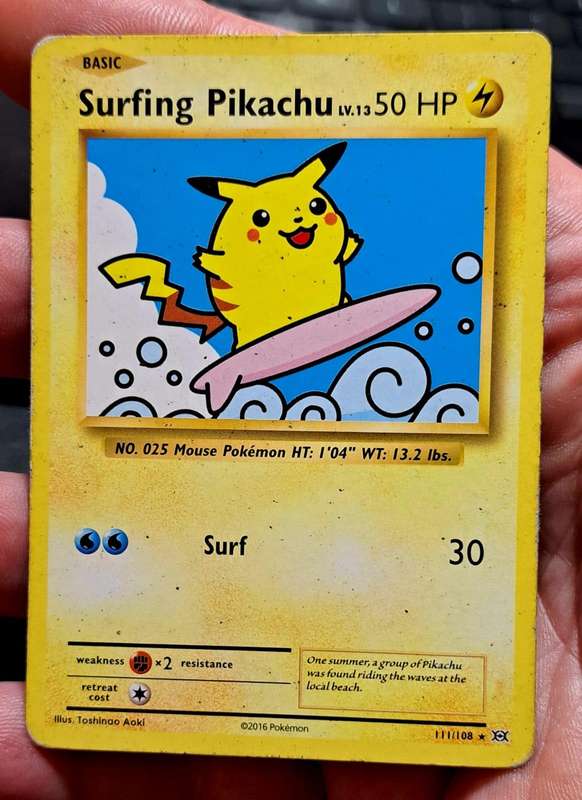 Pokemon Trading Cards - Surfing Pikachu - 111/108 - SR Rare XY: Evolutions Singles  - HP