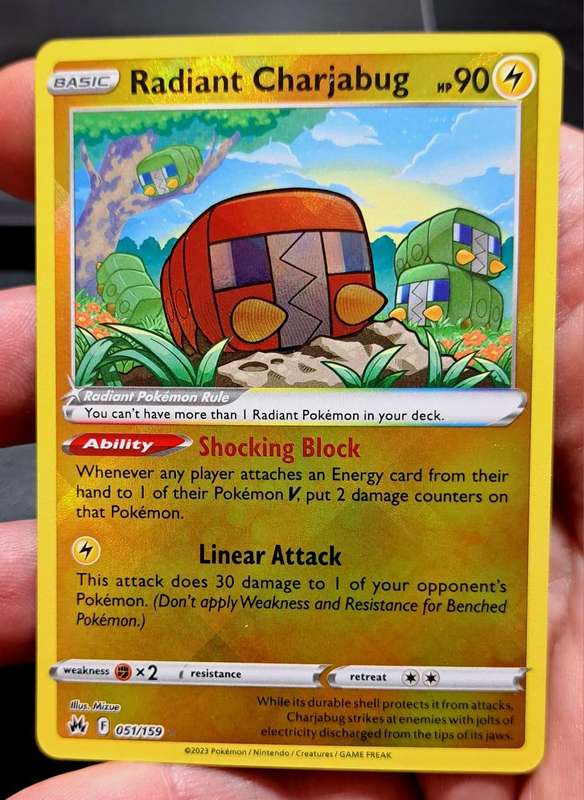 Pokemon Trading Cards - Radiant Charjabug - 051/159 - Radiant Rare Crown Zenith Singles  - NM