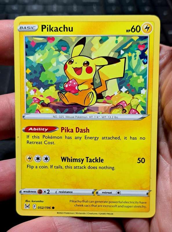 Pokemon Trading Cards - Pikachu - 052/196 - Common Sword & Shield: Lost Origin Singles - NM