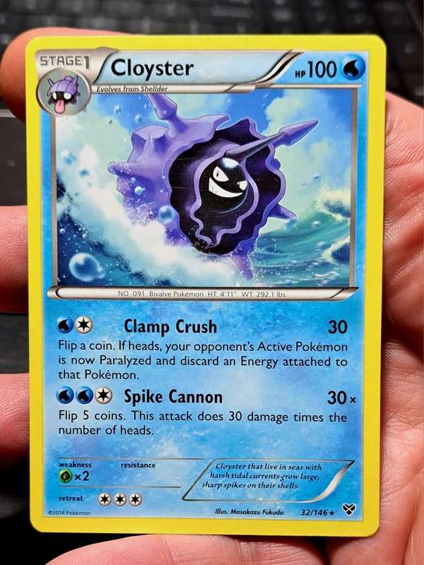 Pokemon Trading Cards - Cloyster - 32/146 - Rare XY (Base Set) Singles - VLP/NM