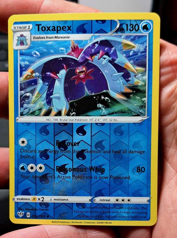 Pokemon Trading Cards - Toxapex - 052/189 - Reverse Holo Sword & Shield: Darkness Ablaze - NM
