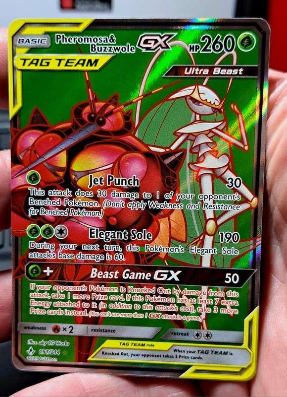 Pokemon Trading Cards - Pheromosa & Buzzwole GX - 191/214 - Full Art Ultra Rare - Unbroken Bonds -NM