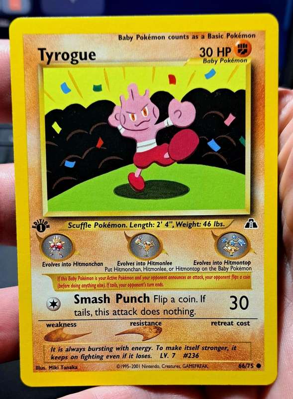 Pokemon Trading Cards - Tyrogue - 66/75 - 1st Edition Neo Discovery Singles NM