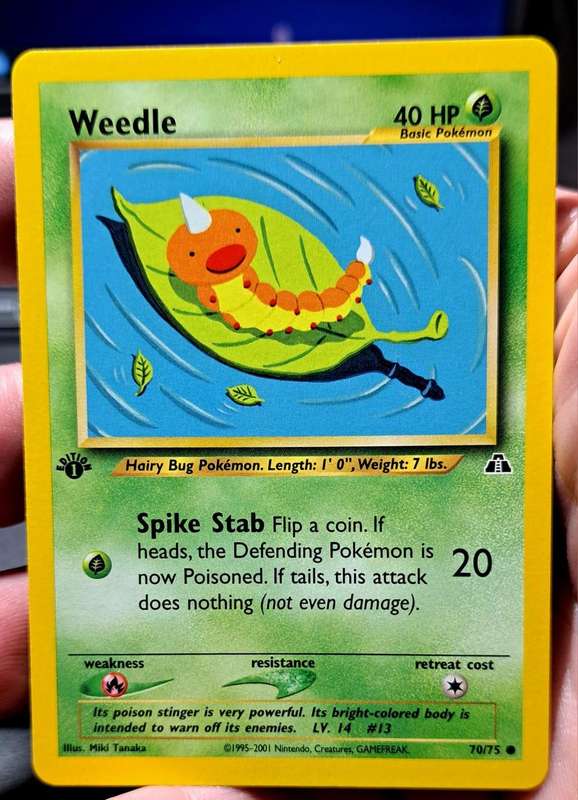 Pokemon Trading Cards - Weedle - 70/75 - Common 1st Edition Neo Discovery 1st Edition Singles  -  NM