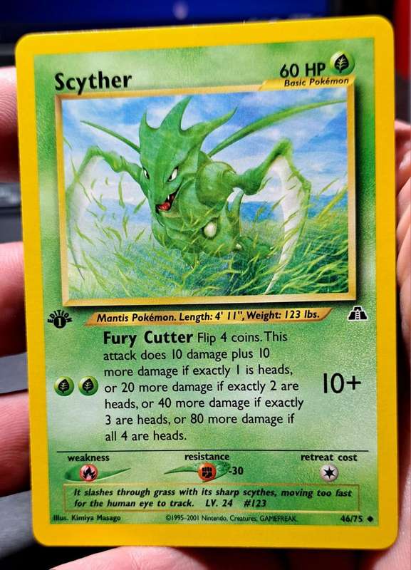 Pokemon Trading Cards - Scyther - 46/75 - Uncommon 1st Edition Neo Discovery  -  NM