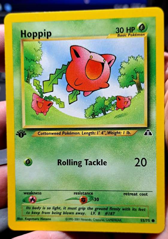 Pokemon Trading Cards - Hoppip - 55/75 - Common 1st Edition Neo Discovery 1st Edition Singles -  NM