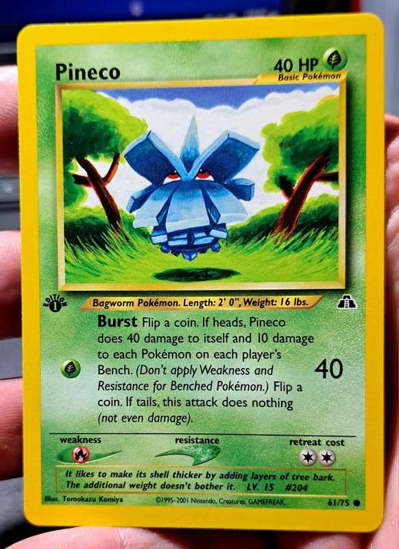 Pokemon Trading Cards - Pineco - 61/75 - Common 1st Edition Neo Discovery 1st Edition Singles-  NM