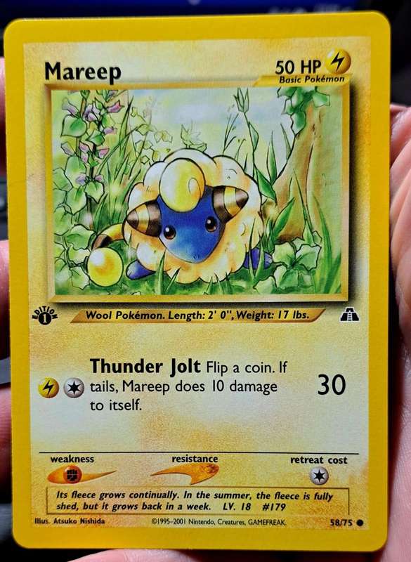 Pokemon Trading Cards - Mareep - 58/75 - Common 1st Edition Neo Discovery 1st Edition Singles-  NM