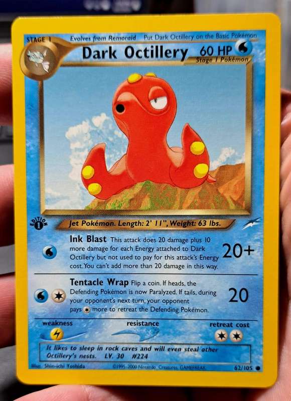 Pokemon Trading Cards - Dark Octillery - 62/105 - Common 1st Edition Neo Destiny  -  NM