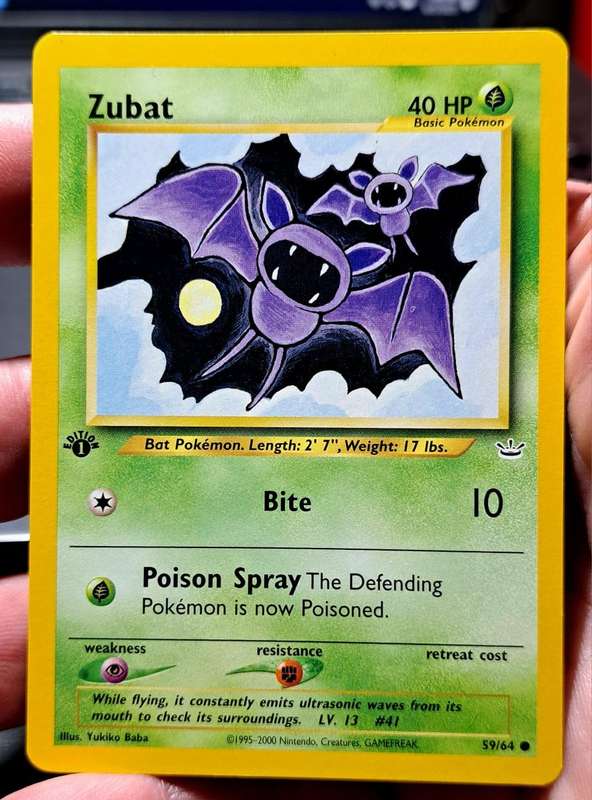 Pokemon Trading Cards -  Zubat - 59/64 - Common 1st Edition Neo Revelation 1st Edition Singles -  NM