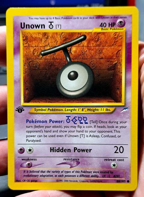 Pokemon Trading Cards - Unown T - 88/105 - Common 1st Edition Neo Destiny 1st Edition Singles -  NM