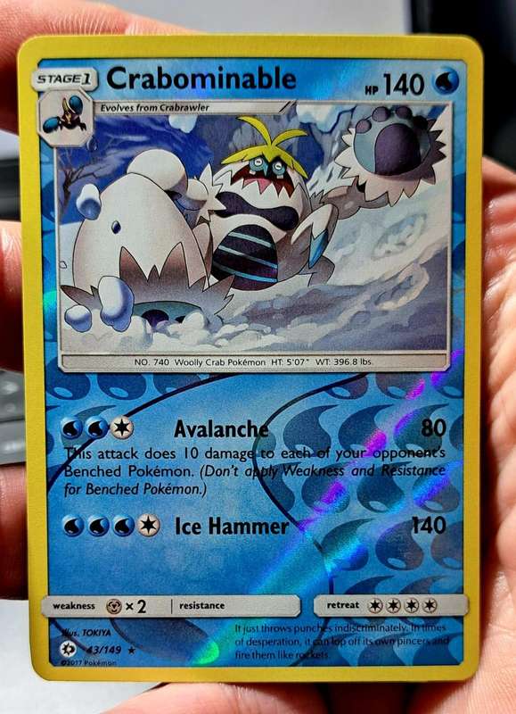 Pokemon Trading Cards - Crabominable - 43/149 - Rare Reverse Holo Sun & Moon (Base Set)  - NM