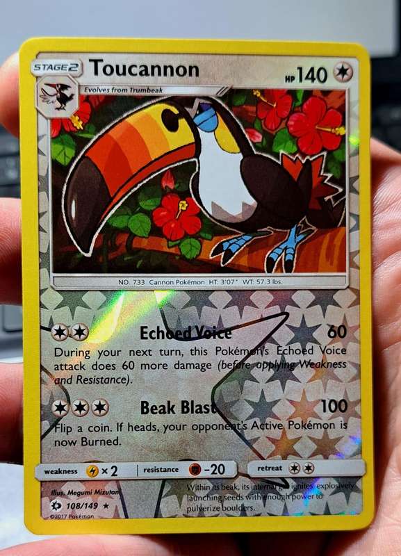 Pokemon Trading Cards - Toucannon - 108/149 - Rare Reverse Holo Sun & Moon (Base Set)  - NM